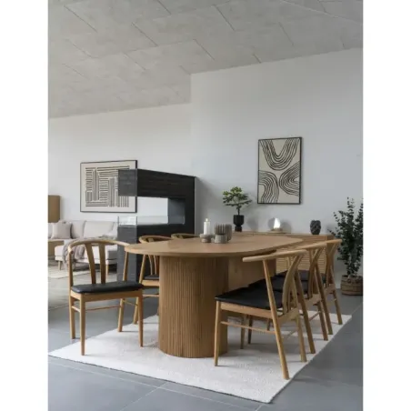 Chaise de salle à manger en chêne– assise noire