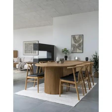 Chaise de salle à manger en chêne– assise noire