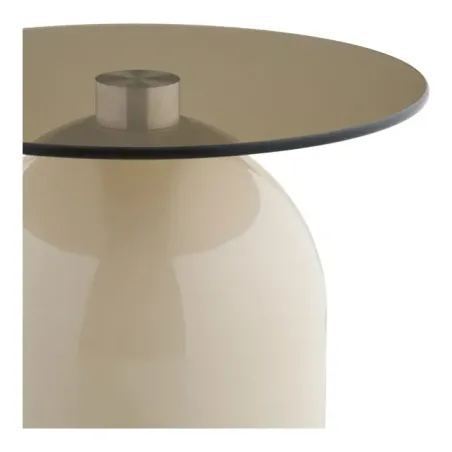 Table d’appoint en verre trempé et métal beige/gris – Ø40 x H52 cm
