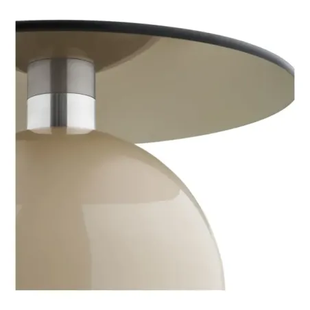 Table d’appoint en verre trempé et métal beige/gris – Ø40 x H52 cm