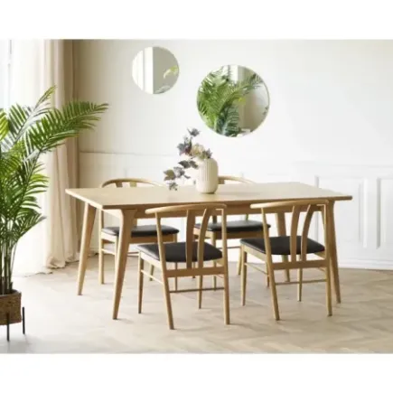 Table à manger extensible en placage chêne naturel – 180-230