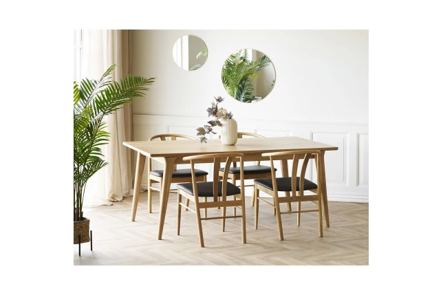 Table à manger extensible en placage chêne naturel – 180-230