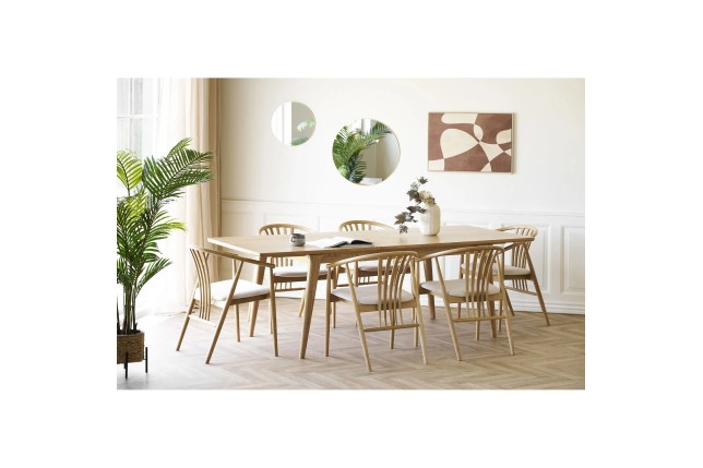 Table à manger extensible en placage chêne naturel – 180-230