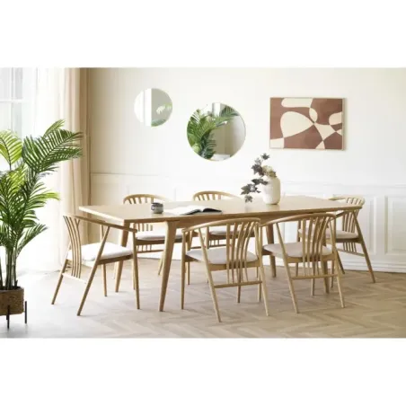 Table à manger extensible en placage chêne naturel – 180-230