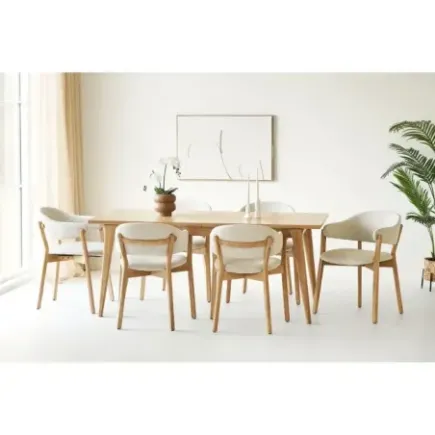 Table à manger extensible en placage chêne naturel – 180-230 2