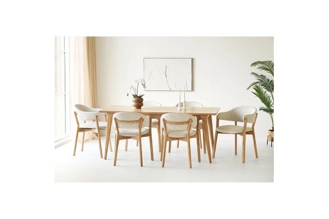 Table à manger extensible en placage chêne naturel – 180-230