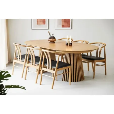 Table Ronde Extensible Osaka Ø120 à 200 cm - Chêne Naturel FSC® | Elsines