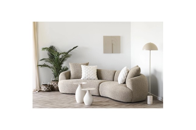 Lampadaire pied marbre beige 155 cm style contemporain