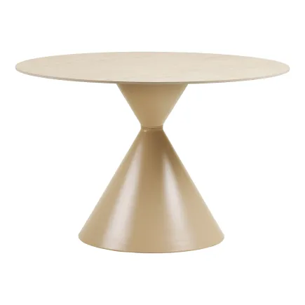 Table Ronde 120cm Annecy - Céramique Effet Travertin & Acier | Elsines 2
