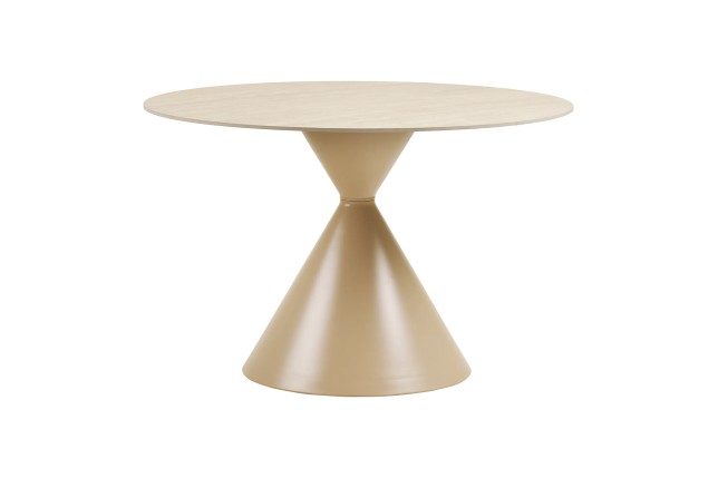 Table Ronde 120cm Annecy - Céramique Effet Travertin & Acier | Elsines
