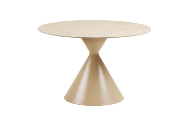 Table Ronde 120cm Annecy - Céramique Effet Travertin & Acier | Elsines