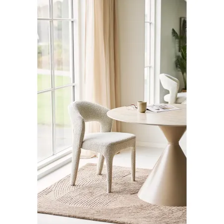 Table Ronde 120cm Annecy - Céramique Effet Travertin & Acier | Elsines