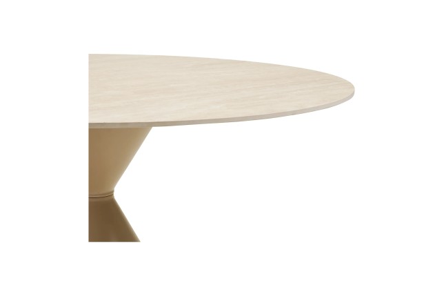 Table Ronde 120cm Annecy - Céramique Effet Travertin & Acier | Elsines