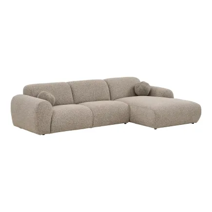 Canapé Style Japandi Clyde XXL 300 cm avec Méridienne Droite Gris Pierre| Elsines | Elsi 2