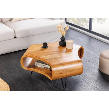 Table Basse Bois Massif ORGANIC LIVING 90cm Acacia Miel | Elsines