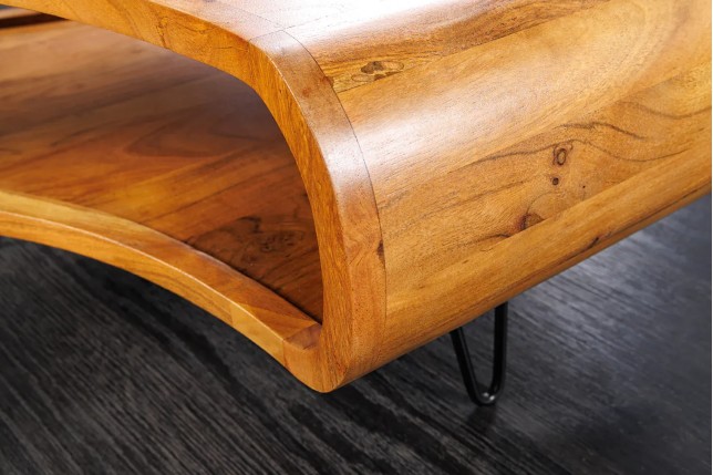 Table Basse Bois Massif ORGANIC LIVING 90cm Acacia Miel | Elsines
