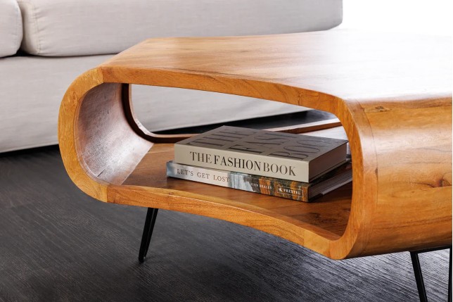 Table Basse Bois Massif ORGANIC LIVING 90cm Acacia Miel | Elsines