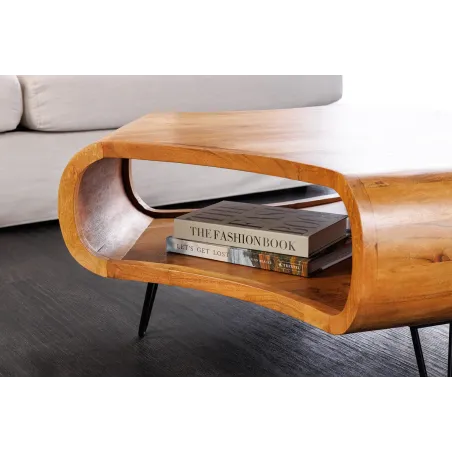 Table Basse Bois Massif ORGANIC LIVING 90cm Acacia Miel | Elsines