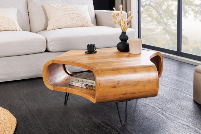 Table Basse Bois Massif ORGANIC LIVING 90cm Acacia Miel | Elsines
