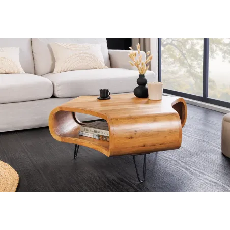 Table Basse Bois Massif ORGANIC LIVING 90cm Acacia Miel | Elsines