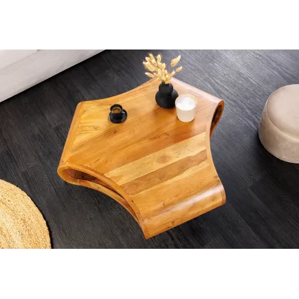 Table Basse Bois Massif ORGANIC LIVING 90cm Acacia Miel | Elsines 2