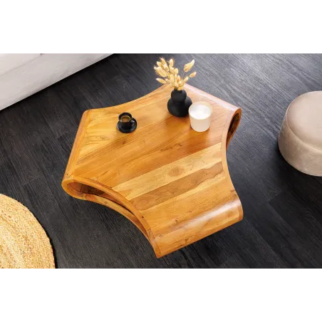 Table Basse Bois Massif ORGANIC LIVING 90cm Acacia Miel | Elsines