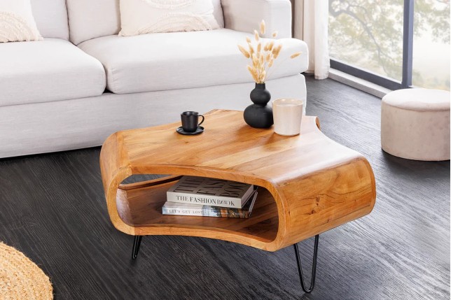 Table Basse Bois Massif ORGANIC LIVING 90cm Acacia Miel | Elsines
