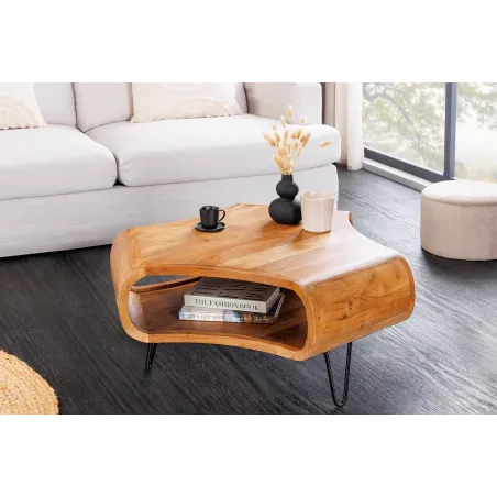 Table Basse Bois Massif ORGANIC LIVING 90cm Acacia Miel | Elsines