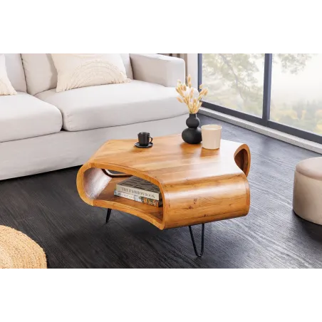 Table Basse Bois Massif ORGANIC LIVING 90cm Acacia Miel | Elsines