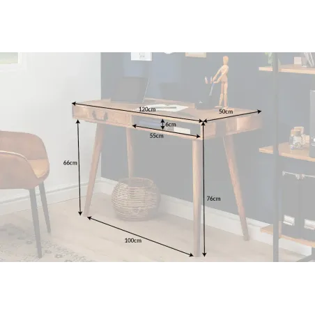 Bureau de 120cm en bois massif coloris naturel | Elsines