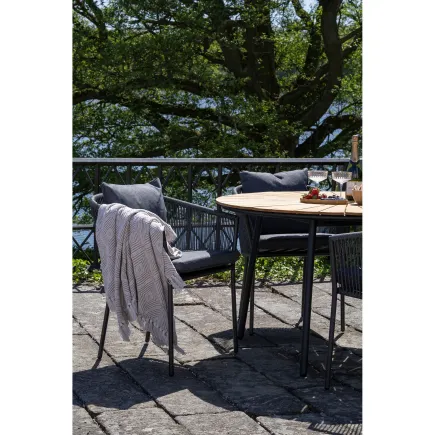 Salon de Jardin Cleveland & Salerno – Table + 4 Chaises, Teck & Métal 2