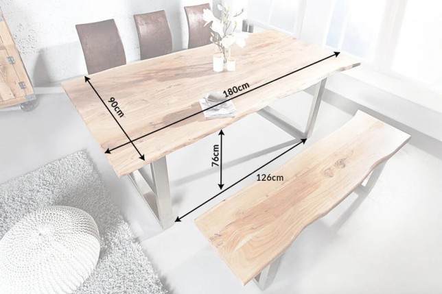 Table à manger Mammut 180cm acacia plateau 26mm