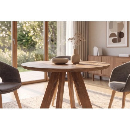 Table ronde en manguier massif — 3 dimensions disponibles 2