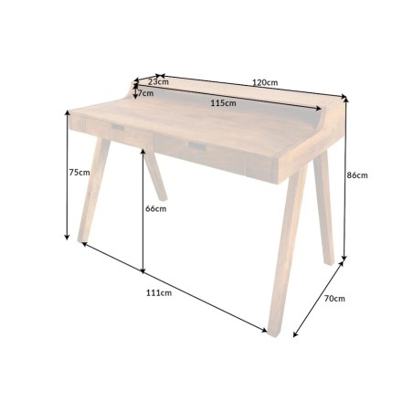 Bureau mousson en bois d'Acacia naturel 100 cm | Elsines