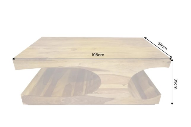 Table basse 105 cm bois massif Sheesham | Palissandre naturel