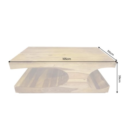 Table basse 105 cm bois massif Sheesham | Palissandre naturel