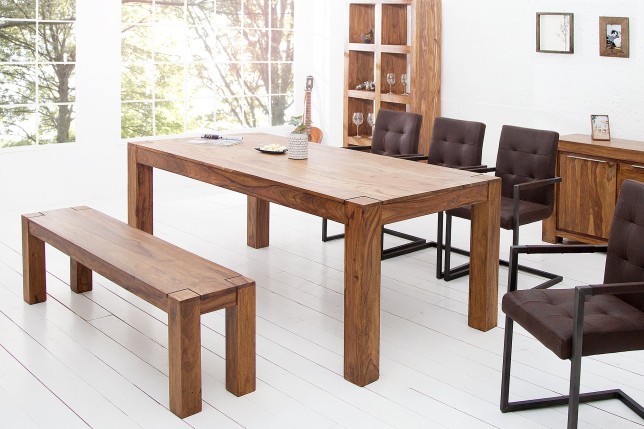 Banc MAKASSAR 140cm Sheesham Massif Naturel