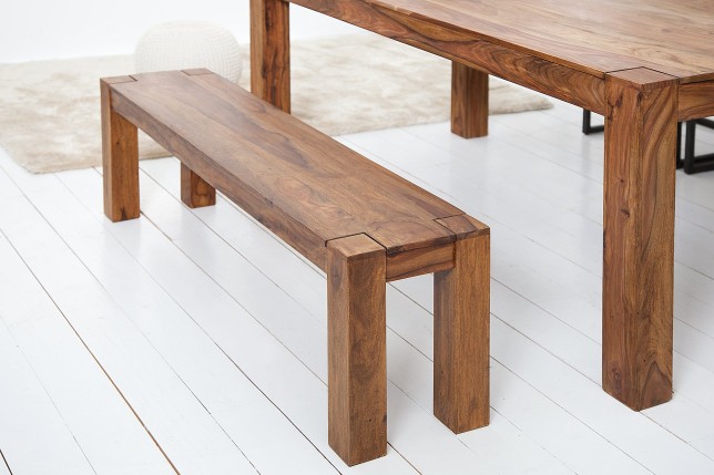 Banc MAKASSAR 140cm Sheesham Massif Naturel