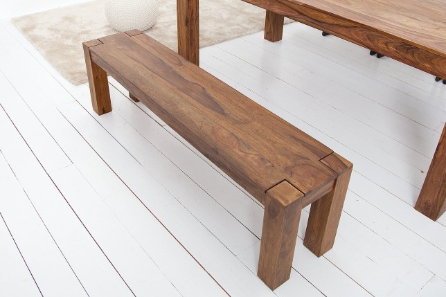 Banc MAKASSAR 140cm Sheesham Massif Naturel