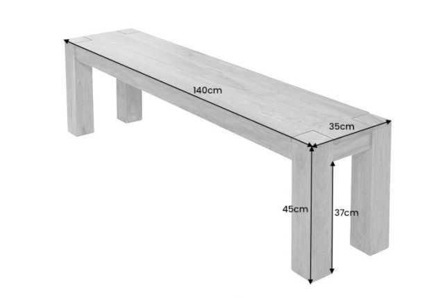 Banc MAKASSAR 140cm Sheesham Massif Naturel