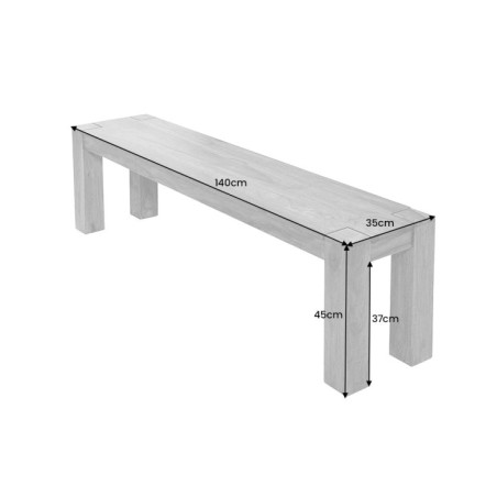 Banc MAKASSAR 140cm Sheesham Massif Naturel