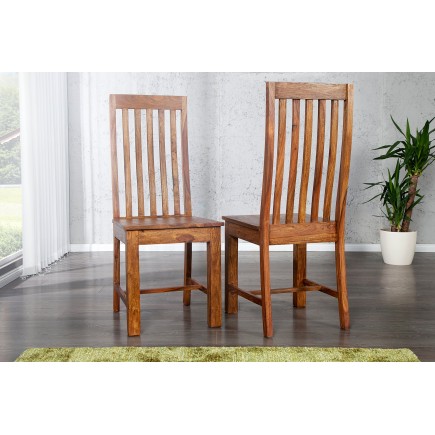 Chaise MAKASSAR bois de sheesham massif - Lot de 2