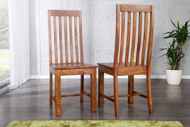 Chaise MAKASSAR bois de sheesham massif - Lot de 2