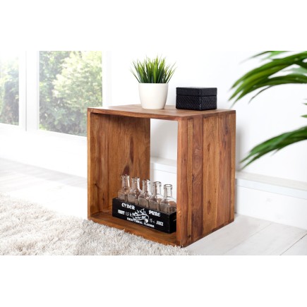 Table d'appoint MAKASSAR 45cm sheesham massif verni