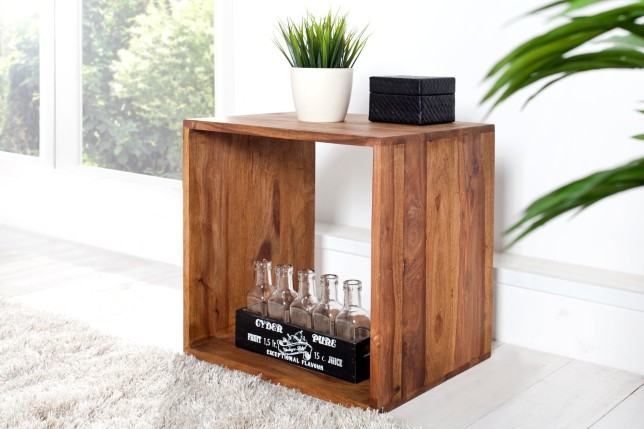 Table d'appoint MAKASSAR 45cm sheesham massif verni
