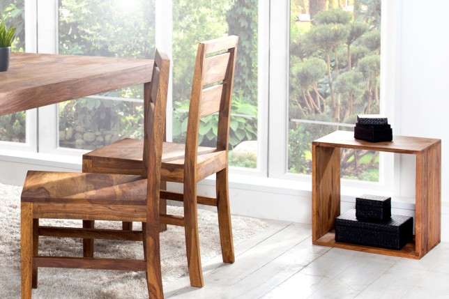 Table d'appoint MAKASSAR 45cm sheesham massif verni