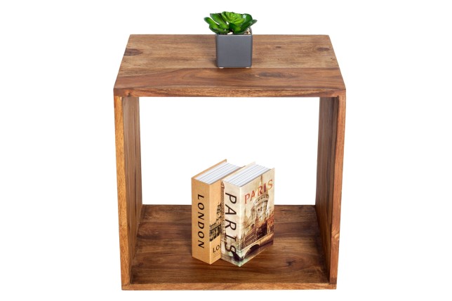 Table d'appoint MAKASSAR 45cm sheesham massif verni