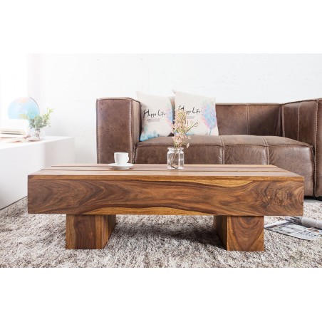 Table basse BOLT 100cm bois sheesham massif verni