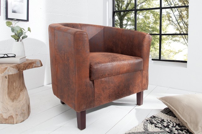 Fauteuil HEMINGWAY microfibre whisky brown