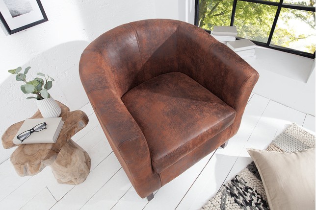 Fauteuil HEMINGWAY microfibre whisky brown
